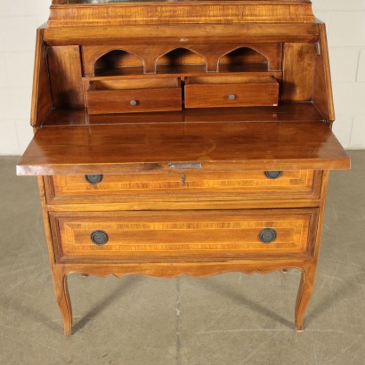 Revival Bureau Bookcase Maple Walnut Olive Italy 20th Century