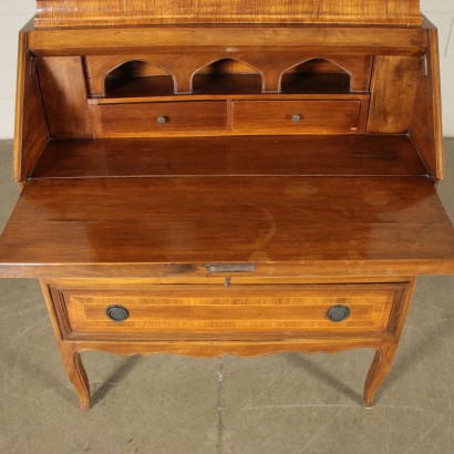 Revival Bureau Bookcase Maple Walnut Olive Italy 20th Century