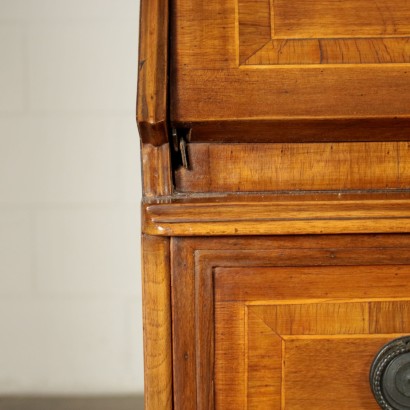 Revival Bureau Bookcase Maple Walnut Olive Italy 20th Century