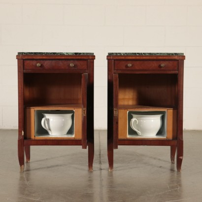 Pair of Nightstands with Decorated Tiles Italy 20th Century