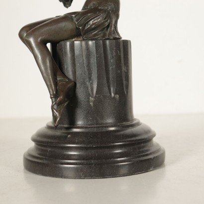 Dancer with Mirror Sculpture Bronze Marble 20th Century