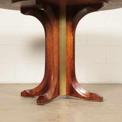 Elegant Table ronde Placage de Palissandre Laiton Italie Années 60