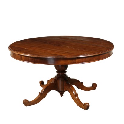 Grand Table Ronde Noyer massif Fabriqué en Italie Moitié '800