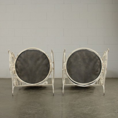 Pair of Iron Armchair Padded Cushions Italy Early 1900s