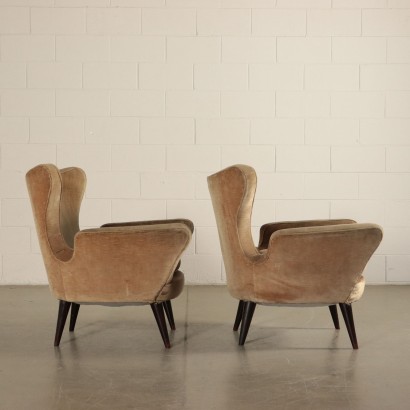 Pair of Armchairs Velvet Upholstery Vintage Italy 1950s