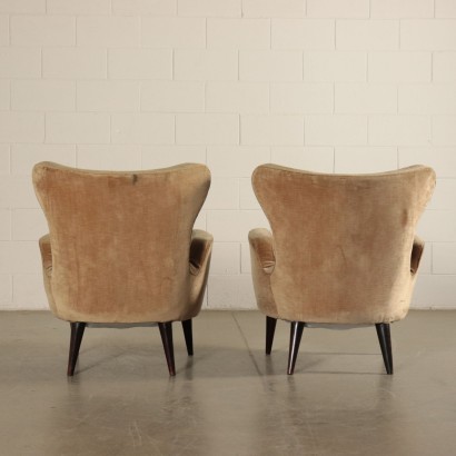 Pair of Armchairs Velvet Upholstery Vintage Italy 1950s