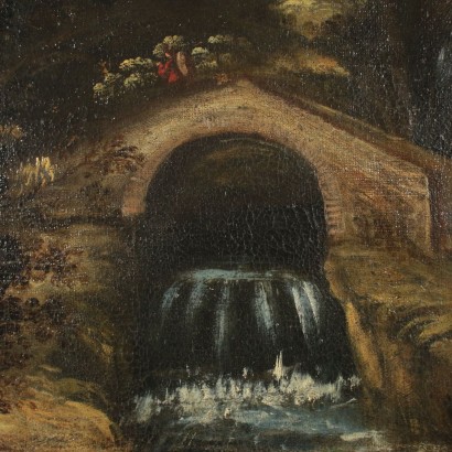 Landscape Painting with River and Figures 18th Century