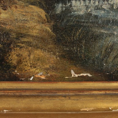 Paysage avec Rivière et Figure Huile sur Toile '700