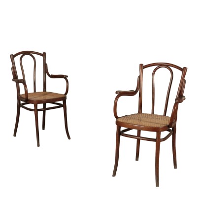 Pair of Thonet Armchairs Bent Beech 20th Century