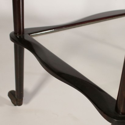 Service Cart Ebony Stained Wood Glass Vintage Italy1950s-1960s