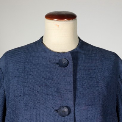 Manteau Vintage Nid d'Abeille Bleu Clair Italie Années 50