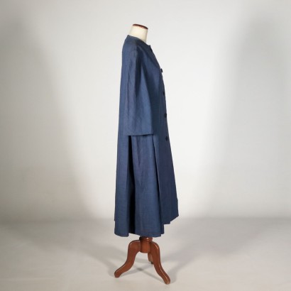 Vintage Blue Coat Fabric Italy 1950s