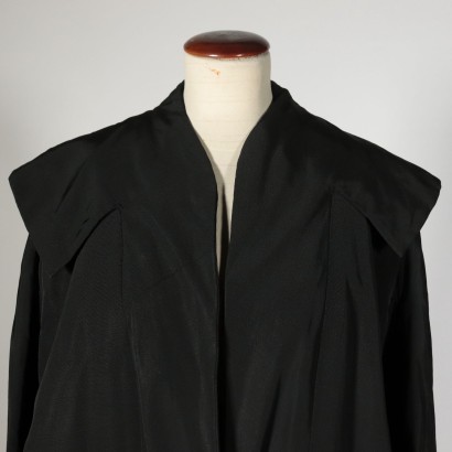 Manteau Mi-Saison Noir Vintage Italie Années 50