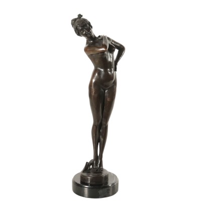 Sculpture Bronze Marbre noir Signature de l'Artiste '900