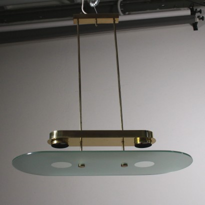 Ceiling Lamp for Lumi Ground Glass Brass 1980s