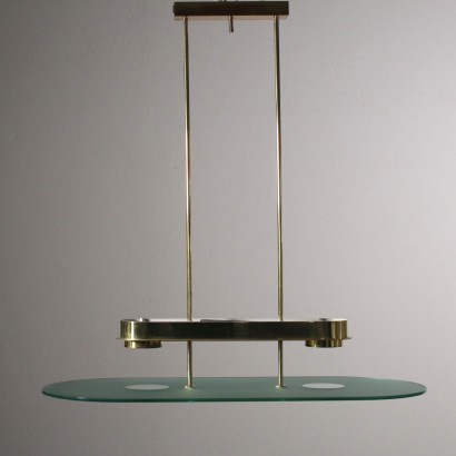 Ceiling Lamp for Lumi Ground Glass Brass 1980s