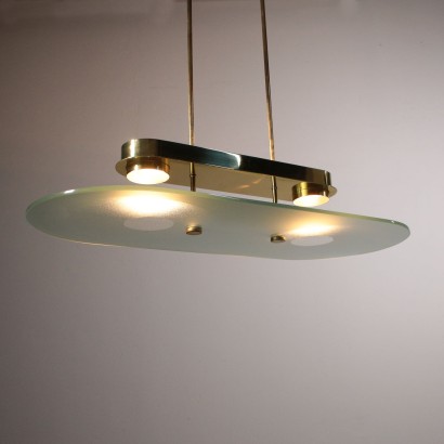 Ceiling Lamp for Lumi Ground Glass Brass 1980s