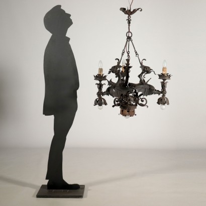 Wrought Iron Chandelier Italy First Half 20th Century