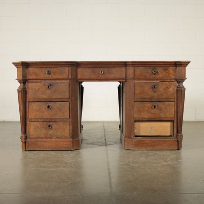 Antique Pedestal Desk Manufactured in Italy in Early 19th Century