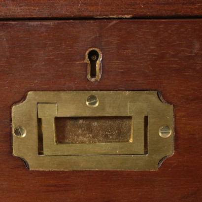 Writing Desk England Mahogany Brass Leather First Half 20th Century