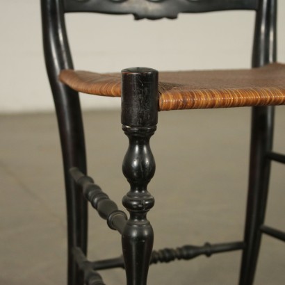 Group of six chairs in ebony wood manufactured in Italy 19th Century