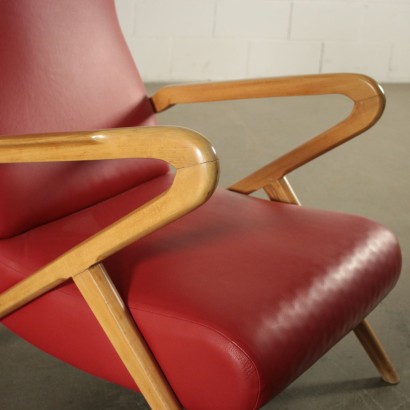 Armchairs, Beech Foam and Leatherette, Italy 1950s