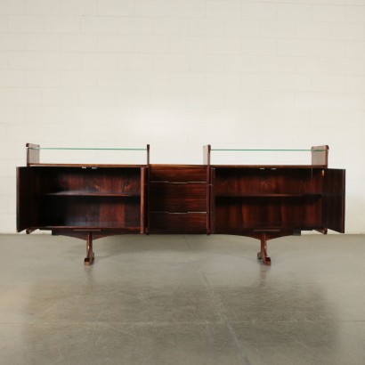 Sideboard La Permanente Mobili Cantù Rosewood Brass Glass 1960s