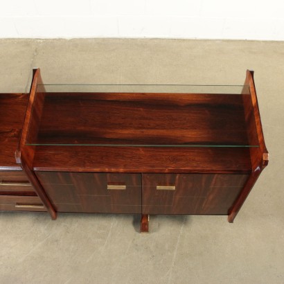 Sideboard La Permanente Mobili Cantù Rosewood Brass Glass 1960s