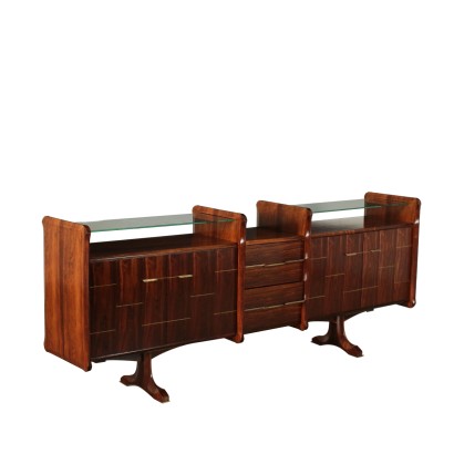 Sideboard La Permanente Mobili Cantù Rosewood Brass Glass 1960s