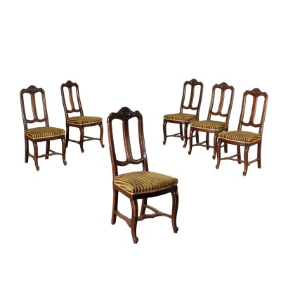 Set of six Chairs "Umbertine" Walnut Italy Last Quarter 1800s