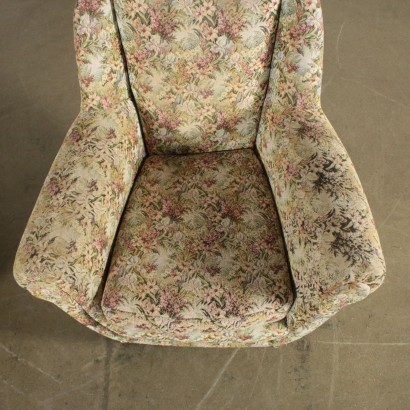 Paire de Fauteuils Mousse Tissu Métal Laiton Italie Années 50-60