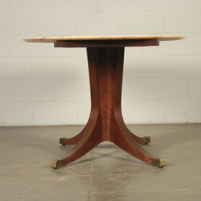 Table Placage Palissandre Laiton Marbre Italie Années 50-60