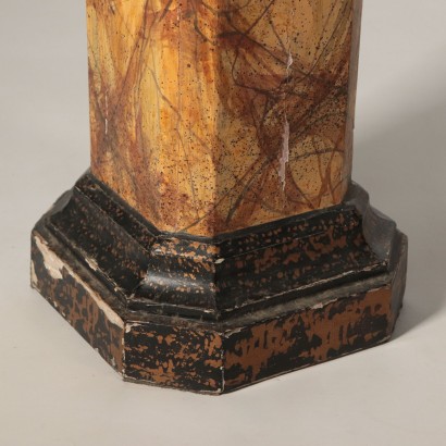 Marble Bust on Wooden Column Italy First Half 20th Century