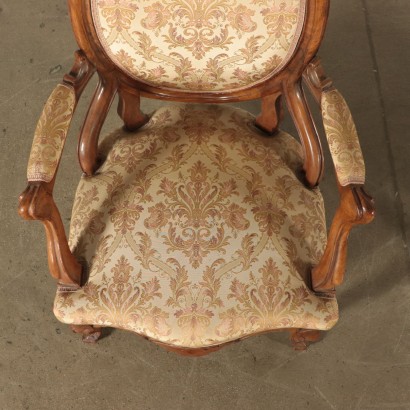 Two Chairs and Two Armchairs Walnut Italy 19th Century