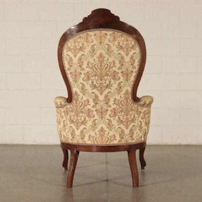 Fauteuil Louis Philippe Sculpté Rembourré Noyer Italie Moitié '800