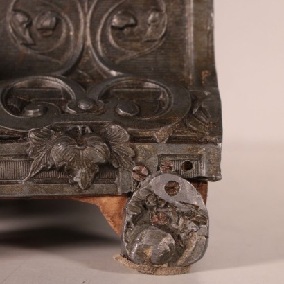 Desk Clock Antimony and Gilded Bronze France 19th Century