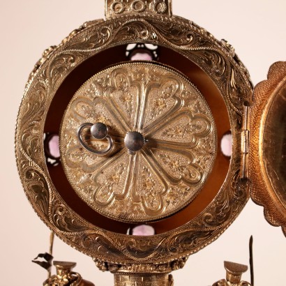 antiquariato, orologio, antiquariato orologio, orologio antico, orologio antico italiano, orologio di antiquariato, orologio neoclassico, orologio del 800, orologio a pendolo, orologio da parete,Orologio da tavolo in argento