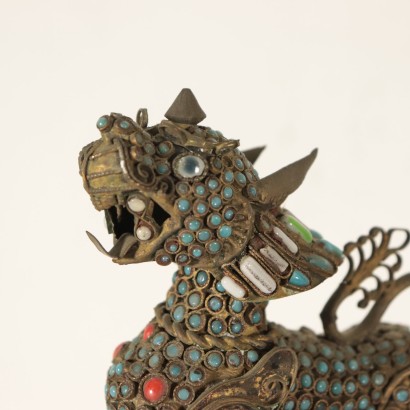 Chien Pho Bronze Verre Onyx Marbre noir Chine Premier '900