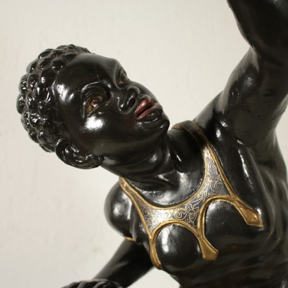 Wood Statue "Moretto" Golden Metal Italy 19th Century