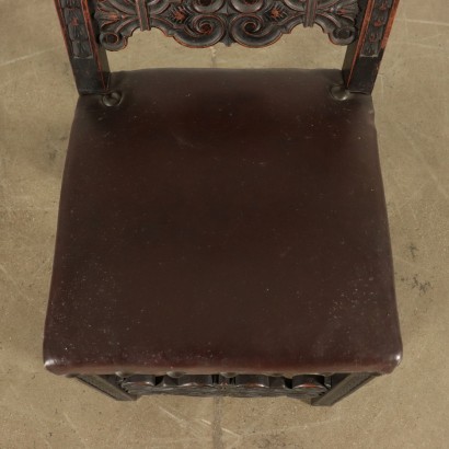 Group of Six Carved Walnut Chairs Italy 20th Century