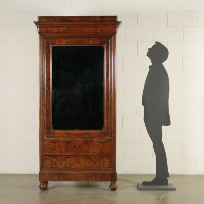 Armoire à une Porte avec Miroir Noyer Italie Deuxième quart '800