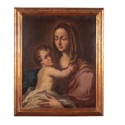 Madonna and Child Oil on Canvas 18th Century