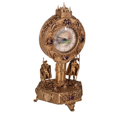 Horloge de Table Argent ciselé doré Fin'800 Début'900