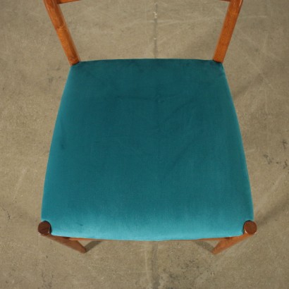 Set of Four Chairs by Gio Ponti Ash Wood Velvet Upholstery 1960s