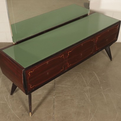 Chest of Drawers with Mirror Rosewood Veneer Glass Italy 1950s-1960s