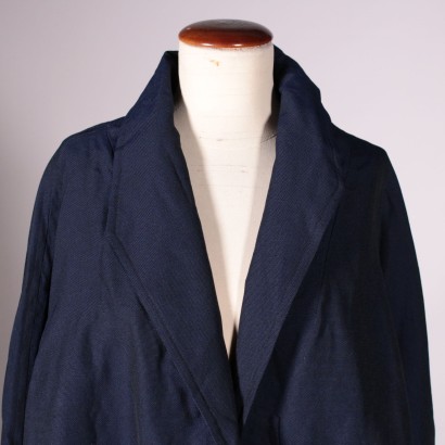 Vintage Blue Cotton Overcoat Italy 1950's