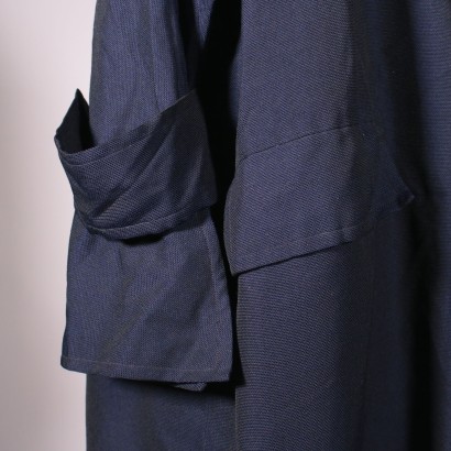 Vintage Blue Cotton Overcoat Italy 1950's