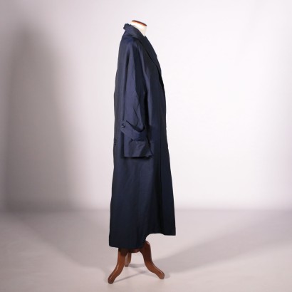 Vintage Blue Cotton Overcoat Italy 1950's