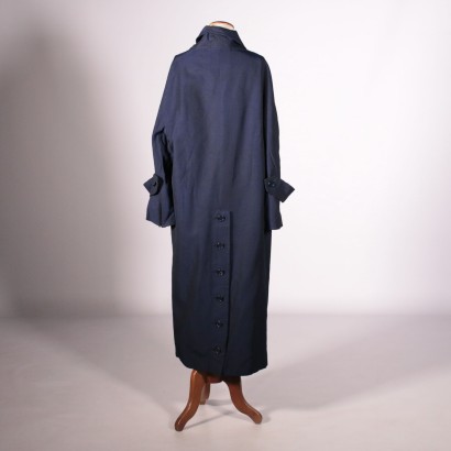 Vintage Blue Cotton Overcoat Italy 1950's