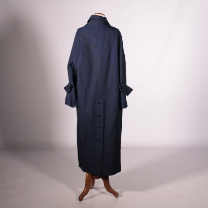 Vintage Blue Cotton Overcoat Italy 1950's